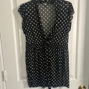 Vintage Sheer Black Polka Dot Blouse